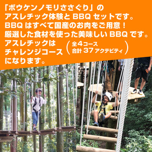 ZZ007 【ボウケンノモリささぐり】アスレチック体験＋BBQセット３名分