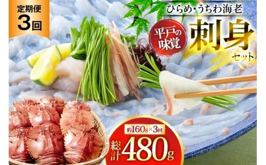 魚 海老 刺身 ヒラメ & うちわ海老 刺し盛 セット 約160g 3回 定期便 [平戸さくら水産 長崎県 平戸市 hr42bgy420251] さしみ えび さかな ひらめ 刺盛 平戸