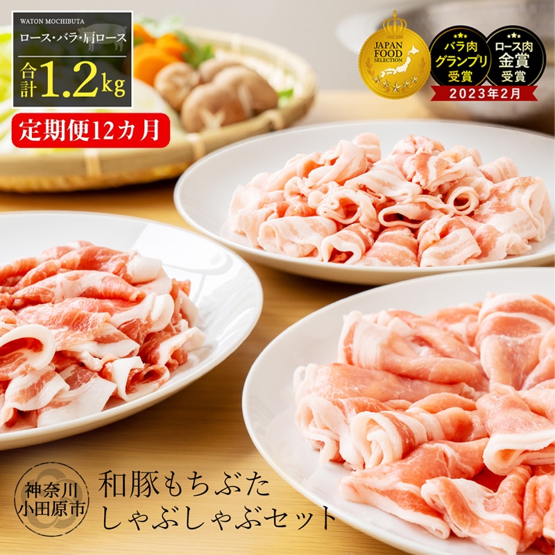 【ふるさと納税】【定期便12ヵ月】 和豚 もちぶた しゃぶしゃぶ セット 合計1.2kg（ロース・バラ・肩ロース）【 豚肉 神奈川県 小田原市 】