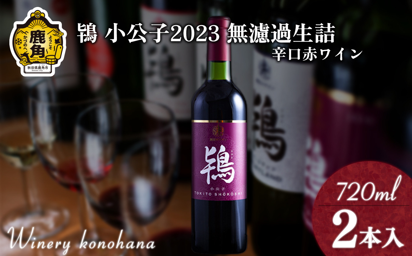 
鴇 小公子2023 無濾過生詰 辛口赤ワイン 720ml×2本【ワイナリーこのはな】MKpaso ワイン 日本ワイン ギフト グルメ ワイナリー 国産 県産 鹿角産 秋田県 秋田 あきた 鹿角市 鹿角 かづの
