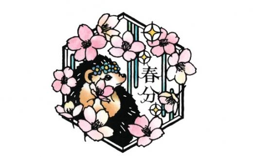KOEDO川越硝子「切り絵ガラスアート」M（春分） ／ ステンドグラス エッチング 二十四節気 埼玉県