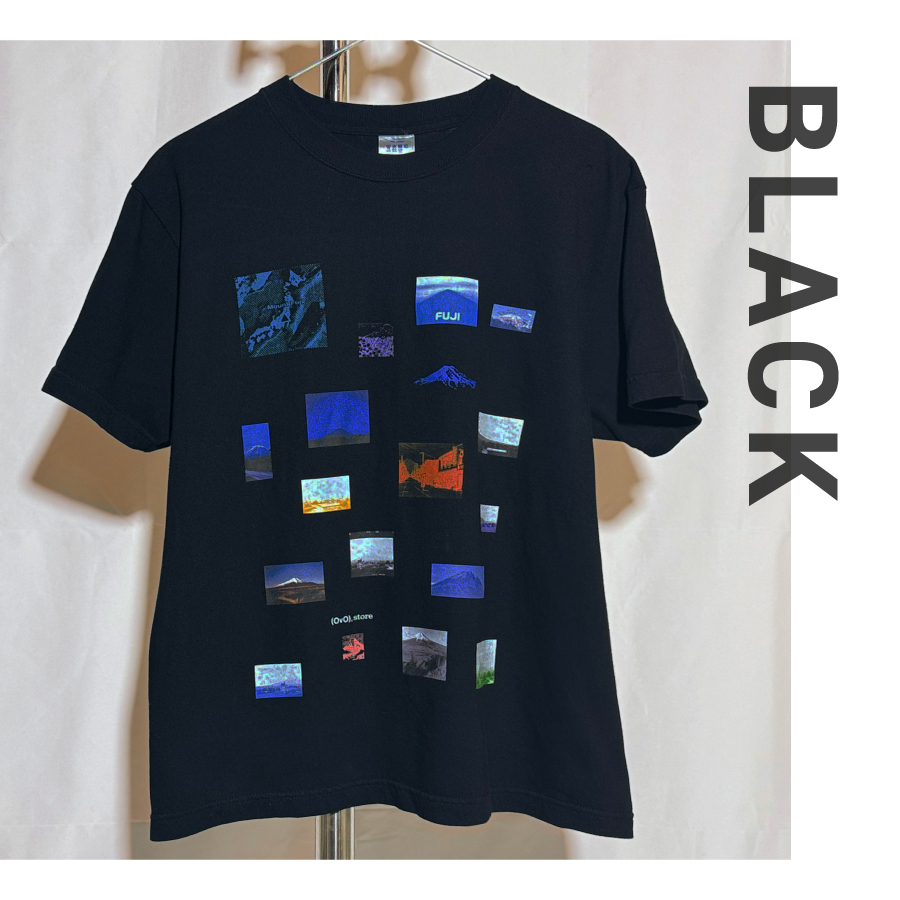 Tシャツ 半袖 BLACK Ｌサイズ 綿100％ 「 OvO Fuji Photo Tee 」 ユニセックス カジュアル ファッション 黒 ブラック 富士山