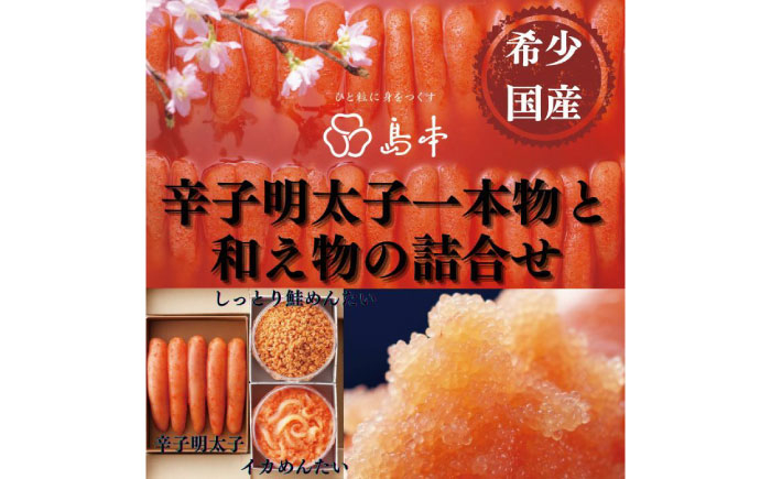 
                  【博多辛子明太子の島本】希少国産卵・無着色辛子明太子一本物240ｇとイカめんたい160ｇとしっとり鮭めんたい160ｇの詰合せ《築上町》【株式会社島本食品】 [ABCR063] 26000 26000円
                