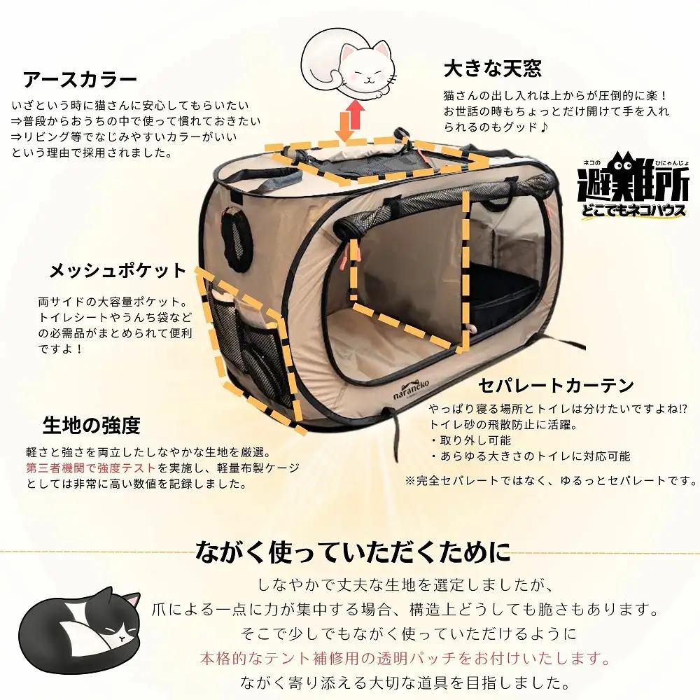 ネコのひにゃんじょ!どこでもネコハウス 猫用ケージ ペットサークル 折りたたみ 防災 避難用