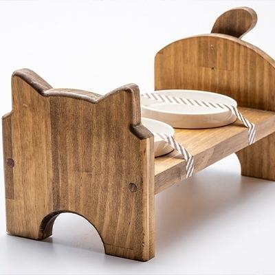 ふるさと納税 小郡市 ペット用品 猫ちゃん想いの猫型 フードスタンド 木目[No5354-0367]