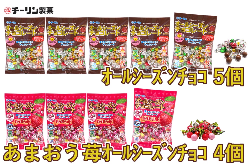 A298　80gオールシーズンチョコ 5袋・100ｇあまおう苺オールシーズンチョコ4袋のセット