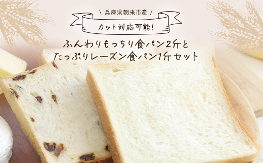 【1斤あたり5枚切り】ふんわりもっちり食パン2斤とたっぷりレーズン食パン1斤セット AS2AB25-5cut