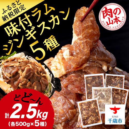 味付 ラムジンギスカン ５種 食べ比べ 2.5kg ≪ 肉の山本 ≫ 千歳ラム工房 ラム肉 羊肉 肉 北海道 千歳
