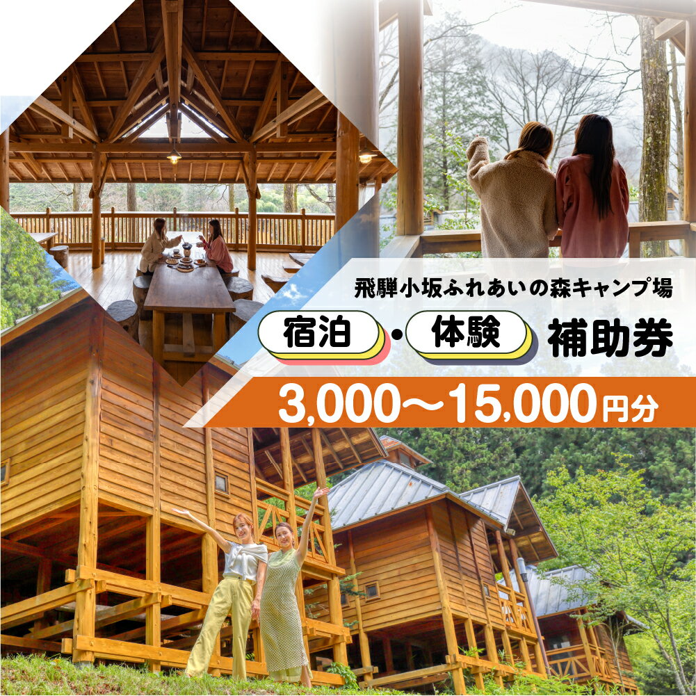 【ふるさと納税】【飛騨小坂ふれあいの森キャンプ場】宿泊・体験補助券（3,000円分～15,000円分）キャンプ 体験 アウトドア ログハウス バンガロー 旅行 下呂市 宿泊券 小坂 宿泊 岐阜県