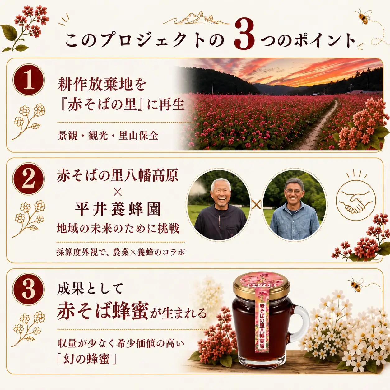 ■返礼品なし■ 八幡高原「赤そば蜂蜜」採取プロジェクトへの支援 耕作放棄地を「幻の蜂蜜」の生産拠点へ（10,000円）