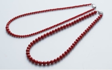 【 サンゴ 】 サンゴ丸玉ネックレス 赤珊瑚
