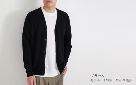 Vネックカーディガン カシミヤ 100% ( ブラック・LL ) メンズ 日本製 | ニット Vネック カーディガン 薄手 無地 おしゃれ シンプル 長袖 秋冬 冬 新潟県 五泉市 高橋ニット株式会社