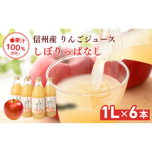 信州産 りんごジュース 「しぼりっぱなし」 果汁100％ (1L×6本)