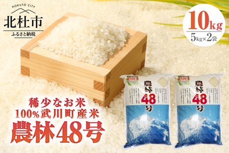 【令和7年度新米先行予約】【令和7年度米】山梨最大の米処　北杜市武川町産　幻の米　農林48号5kg×2袋 新米 粘り 甘味 冷めても美味しい 山梨最大の米処
