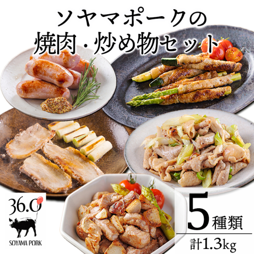 ソヤマポークの焼肉・炒め物セット[ロース バラ ステーキ ソーセージ ホルモン]TF863ーP00078