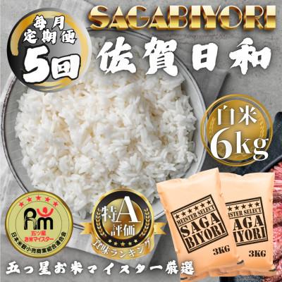 ふるさと納税 多久市 【毎月定期便】さがびより白米6kg(3kg×2袋)(多久市)全5回