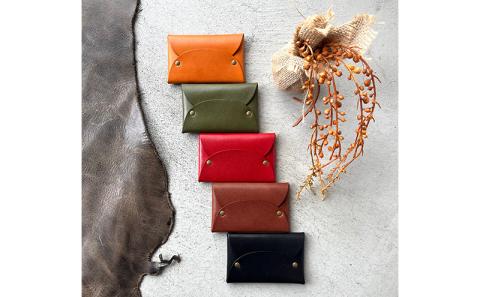 本革 差し込みフラップ名刺入れ・カードケース 栃木レザー　ブラウン