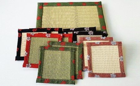 畳コースターセット HANA咲く 花台 民芸品 工芸品 畳コースターセット【グリーン】