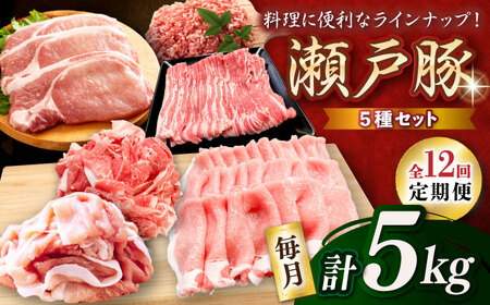 【全12回定期便】瀬戸豚 生活応援セット 計5kg / 豚肉 小分け しゃぶしゃぶ セット / 瀬戸市 / 関屋精肉店[BBBQ218]