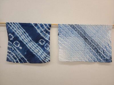 日本遺産「藍のふるさと阿波」の認定を受けた徳島県産蒅を使用した灰汁発酵建藍染（正藍染）体験１名分ハンカチ（体験チケット）