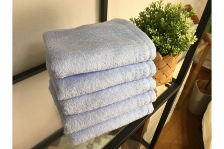 オーガニックコットン フェイスタオル 5枚組 ブルー 約34×80cm通常サイズ [0557]