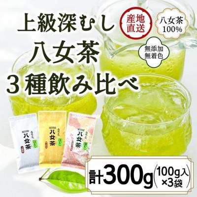 ふるさと納税 太宰府市 八女茶100% 「マイルド深むし茶」上級3種飲み比べ 100g×3袋(太宰府市)
