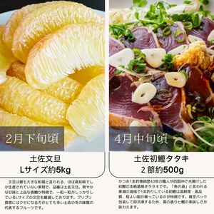 高知の旬を楽しむ6回定期便 文旦 初鰹タタキ 小夏セット 米 干物 芋もち 頒布会 海の幸 山の幸【J00073】