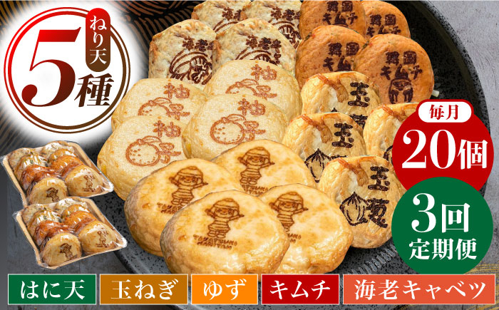 
            【定期便】ねり天20個セット（5種×4個入り）3か月分 練り物 贈答 ギフト 産地直送 取り寄せ 送料無料 大阪 79000円 大阪府高槻市/ねり天・旬彩和食 山城 [AOCP001] 練り物 おでん お取り寄せ グルメ
          