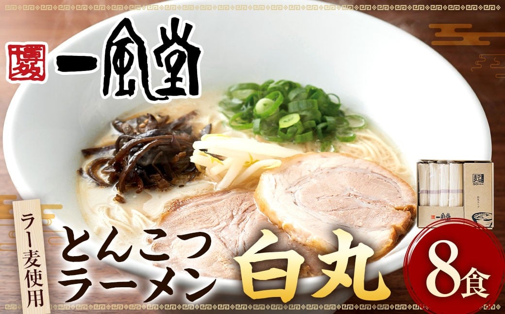 
            ラー麦使用 「一風堂」 とんこつラーメン 白丸 （8食） 豚骨ラーメン とんこつ トン骨 麺 拉麺 らーめん 細麺 ストレート麺 グルメ お取り寄せ お土産 ギフト ご当地グルメ 人気 おすすめ
          