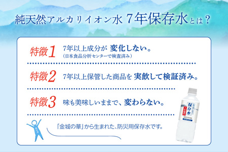 【定期便】ミネラルウォーター（500ml）金城の華 定期コース 12回（初回のみ7年保存水同梱） 天然水 飲料水 アルカリイオン 水 長期保存 防災 備蓄 非常用 保存用 国産 防災用 【043_18