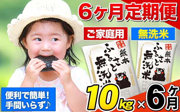 【6ヶ月定期便】熊本ふるさと無洗米 10kg 訳あり《お申込み月の翌月から出荷開始》 熊本県産 無洗米 5kg×2袋---mifune_lcl_115_mo6num1---