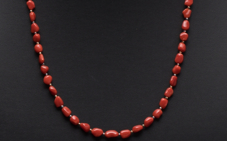 赤サンゴネックレス【約60cm】変わった形の枝_kn071