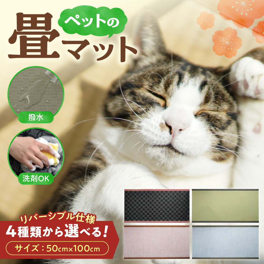 【ふるさと納税】 畳 マット ペット 【 選べる 種類 】 50cm×100cm リバーシブル カラー ブラック ホワイト グリーン モカ ピンク ブルー 撥水 お手入れ簡単 水拭き可 洗剤可 清潔 滑りにくい 猫 犬 北海道 札幌市