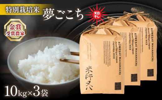 令和6年産 新米 夢ごこち 30kg ( 10kg × 3袋 ) 天日干し ( 2024年産 ブランド 米 rice 精米 白米 ご飯 内祝い もちもち 国産 送料無料 滋賀県 竜王 ふるさと納税 )