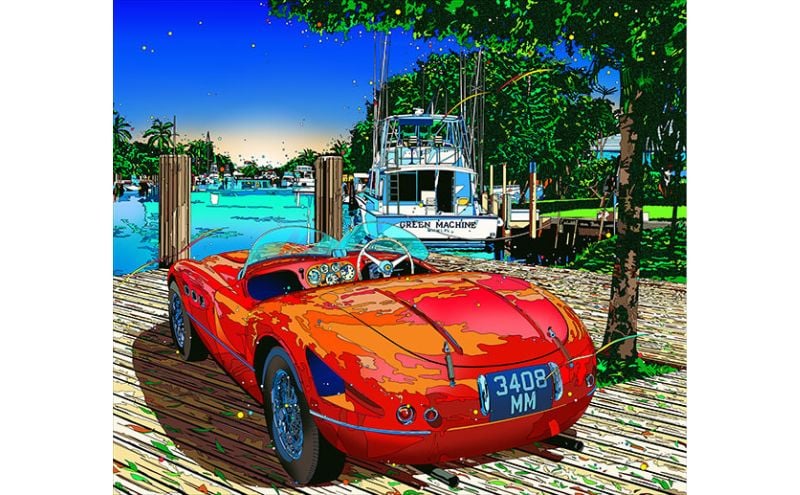 
            版画 鈴木英人版画 「恋するマイアミ 2」 フレーム付き 絵画 アート 絵 芸術 インテリア サイン入り アメリカ マイアミ 運河 逗子市 神奈川県 [№5875-0802]
          