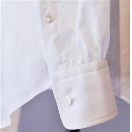 ハンドメイド　ドレスシャツ　 白　Lサイズ　cotton100% 140番双糸ツイル生地【1239539】