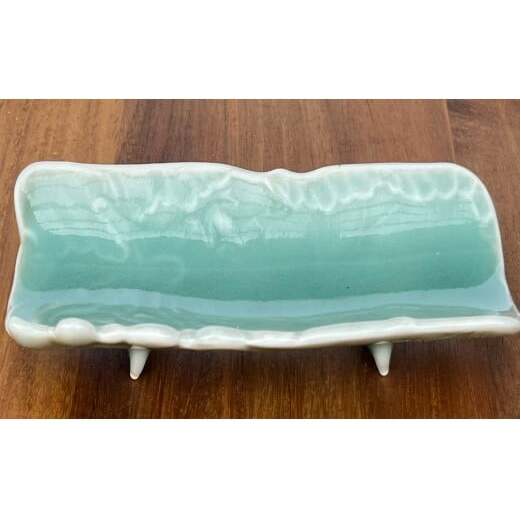 有田焼 青磁睡蓮彫 茶則 四足長皿 2枚 セット【有田焼 花伝作】食器 器 うつわ お茶 和皿 小物入れ アクセサリー入れ おしぼり入れ インテリア 22000円 A22-6_イメージ3