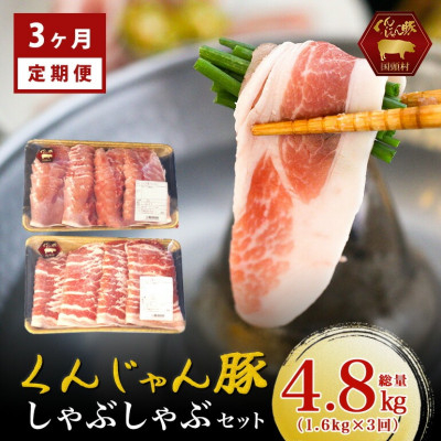 
            ＜毎月定期便＞「くんじゃん豚」しゃぶしゃぶセット(バラ・ロース)計4.8kg全3回【4067074】
          