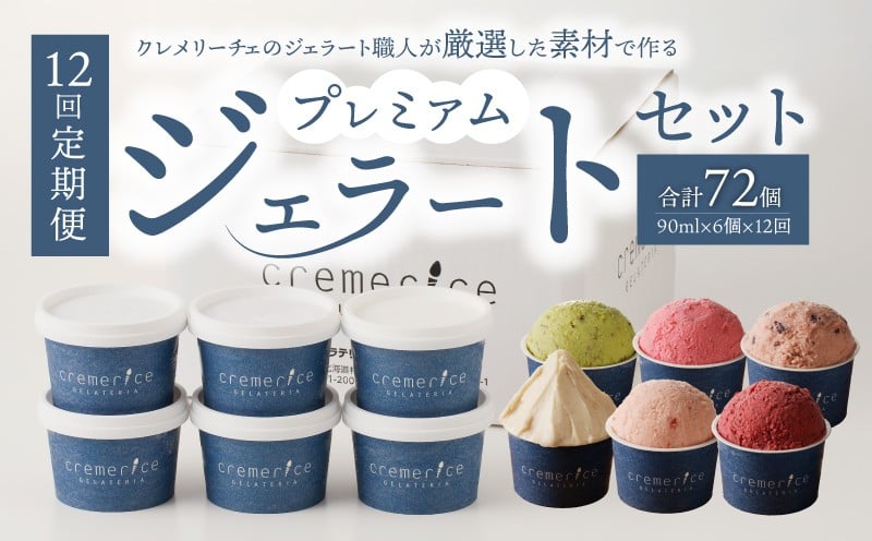 
            【定期便12回】プレミアムジェラートセット合計72個 90ml×6個×12回   北海道ギフト
          