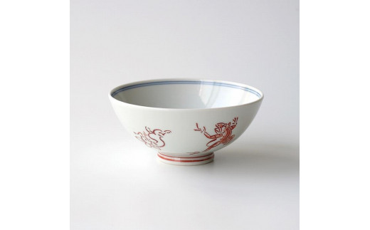 【たち吉】鳥獣戯画 飯茶碗 赤絵