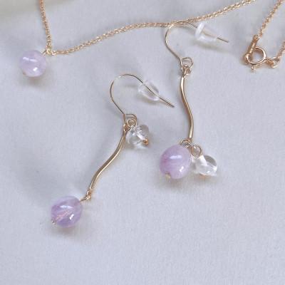 ふるさと納税 長岡京市 Agaroハンドメイド誕生石のピアス&ネックレス(アメジスト) おまかせデザイン2点SET |  | 02