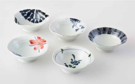 【波佐見焼】古染絵変り なぶり小付揃 小鉢 5点セット 食器 皿 【西海陶器】1 20602 [OA246] 