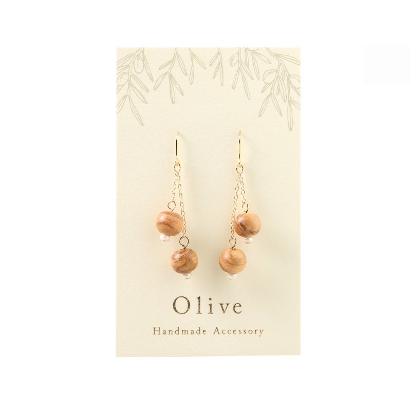 【 小豆島 】オリーヴの森　オリーヴウッドアクセサリー　ピアス「果実」 オリジナル