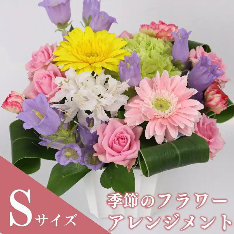 季節のお花をお届け！フラワーアレンジメント Sサイズ 花 母の日 父の日 カーネーション ガーベラ かわいい 静岡県 牧之原市 雑貨 花束 贈答品 ギフト 感謝