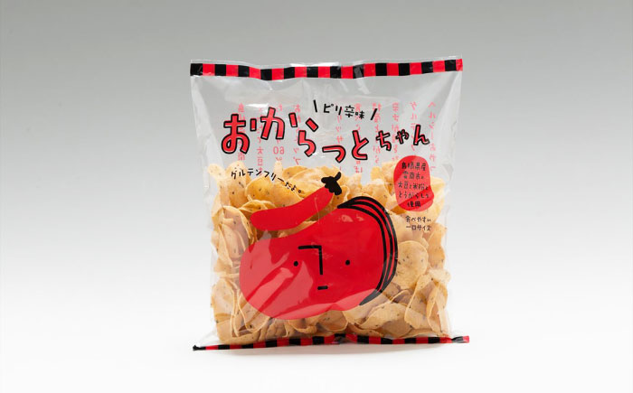 【雲南市産米使用】くせになる！おからっとちゃん（定番しお味/ピリ辛味）×各4袋 お菓子 おやつ グルテンフリー ヘルシー おからチップス 無添加 島根県雲南市/株式会社大東農産加工場 [AIEG012