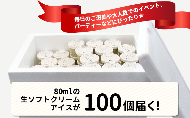 イベントやパーティにも◎生ソフトクリームアイス100個 80ml アイスクリーム ソフトクリーム アイス スイーツ お祝い パーティー 結婚式 クリスマス 景品