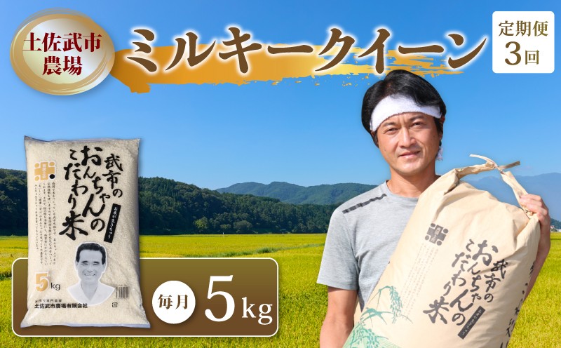 
                  【お米定期便】 ミルキークイーン 白米 【3回】 数量限定 各 5キロ 5㎏ 米 コメ お米 精米 ご飯 おにぎり こめ ライス 令和7年度 農家直送 産地直送 ふるさと納税  高知県 南国市
                