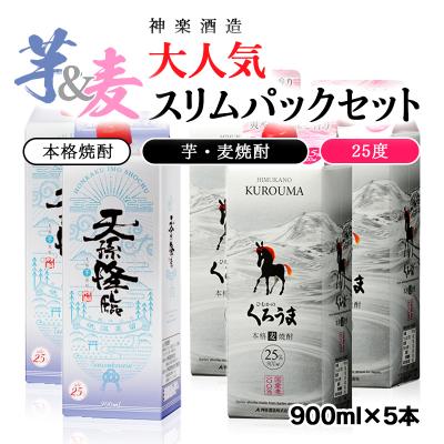 ふるさと納税 西都市 神楽酒造 大人気「芋・麦」スリムパックセット 「天孫降臨」「くろうま」[3230]