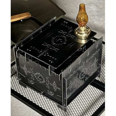 ふるさと納税 高松市 3WAY焚火BOXオルテガ柄スタンダードセット(五徳M×2,S×2付属)+　グリル鉄板L4.5ミリ厚