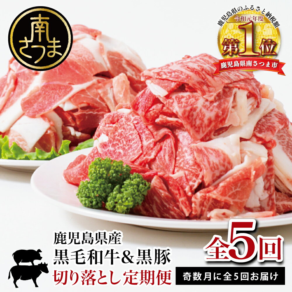 定期便 鹿児島県産黒毛和牛＆黒豚 切落し定期便（全5回）